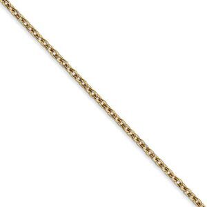 2mm, 14k Yellow Gold Solid Link Cable Chain Necklace, 18 Inch